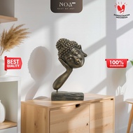 NOA Asia - Buddha Relaxing Statue on Hand Lava Sand Material 42cm | Zen Home Decor | NOA Living