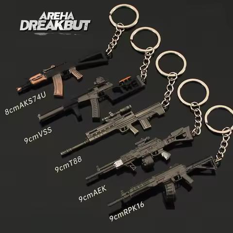Anime Areha Breakbut Mini Gun Keychain Model AEK PK16 T88 Sniper VSS Shooter Rifle Alloy Backpack Pe