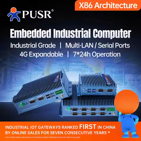 PUSR X86 Embedded Industrial Computer Intel Core DDR4 ROM128G i3i5i7 4G/5G/WiFi/Gigabit Ethernet USB