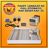 Paket Lengkap Thermostat XH Rak Geser Kayu Kap. 25 untuk Mesin Tetas Telur Ayam Bebek