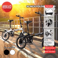 GDeal 16 Inch Folding Speed Bicycle Double Disc Brake Shock Absorber Bike