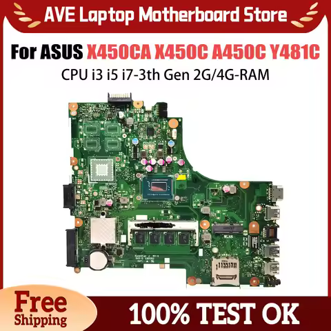 X450CA Mainboard For ASUS X450CC X450C A450C Y481C Laptop Motherboard With CPU i3 i5 i7-3th Gen 2G/4