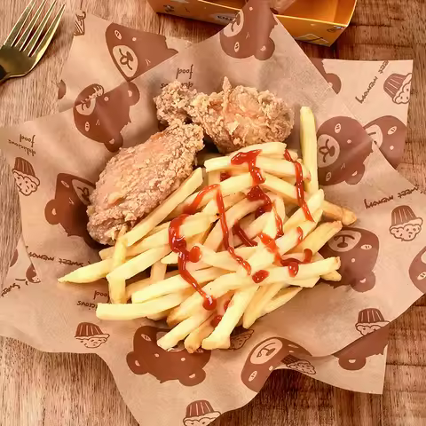 100Pcs Oil-Proof Paper For Wrapping Sandwich Packaging Burger Bread Fried Food Fryer Air Baking Pape