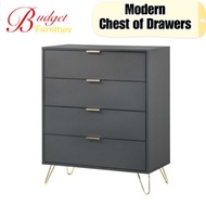 CHEST OF DRAWER / 4 DRAWER WITH METAL LEGS / MINIMAL DESIGN/DRAWER CABINET/STORAGE CABINET