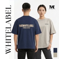 THEWHITELABEL EM01 Embossed Premium Oversized 300GSM Unisex T-Shirt Dark Blue and Khaki
