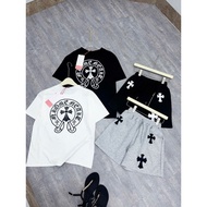 Chrome Cross 3X Women's Set – T-shirt + Shorts Printed with 3 Personalized Crosses