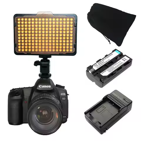 176 LEDs Video Light Camera lighting With NP-F550 Battery and Charger for Canon Nikon Sony better th