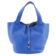 【日本直送】愛馬仕 HERMES Picotin Lock MM 手提包 Taurillon Clemence 牛皮 藍色 X 貴賓【二手品】