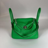 HERMES □R刻 竹子綠LINDY 26肩背包