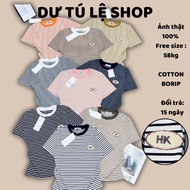 Baby tee shirt with stripes embroidered with HK letter made of 4-way stretch borip cotton - Du Tu Le