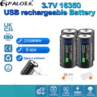 3.7v 16340/16350 battery Rechargeable Li-ion Battery  Type-C USB Charging CR123 CR123A Battery