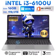 15.6 inch Laptop intel Core i3 6100U Notebook Fingerprint Unlock 16GB RAM 2TB SSD Windows 11 Pro Off