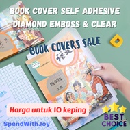 【SpendWithJoy】Book Cover Self Adhesive Sticker Pembalut Buku Sticker Diamond Emboss Clear Transparen