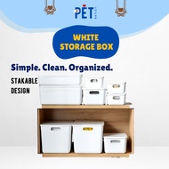 JP White Storage Box Stackable With Cover / Home Organizer / Plastic Container Vibrant 301 302 303 3