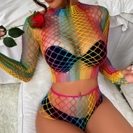 Ingemar1 Fishnet Bodysuit Hollow Out Sexy Lingerie Ladies Color Show Hip Jumpsuit 18
