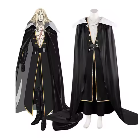 Game Alucard Cosplay Costume Man's Top Pants Cloak Suit Halloween Party Show Outfit