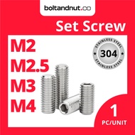 M2 M2.5 M3 M4 Hex Socket Set Screw / Grub Screw DIN916 | SUS 304 Stainless Steel Grade A2-70 | Skru 