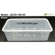 JECo-750-50 FR750 50PCS Disposable Microwave Rectangular Food Container L17xW12xH5cm