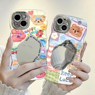 Case OPPO A77S A5 A9 A31 2020 A12 A38 A92 A16 A18 A60 A79 A18 Cute Animals Hard Wave Mirror EWM225A