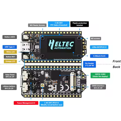 New Heltec V4 0.96inch OLED Solar Powered LoRa 32 Dev-Board GPS ESP32 SX1262 WiFi BLE Low Power For 