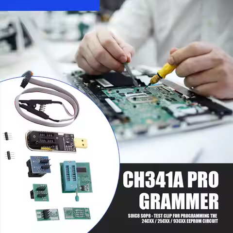 NewABNR CH341A BIOS USB Programmer SOP8 DIP8 1.8V Conversion Socket 8-Pin Test Clip Set for IPhone o