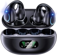 Open Ear Bone Conduction Headphones Wireless Earbuds Bluetooth 5.3 Clip On EarBuds with LED Display