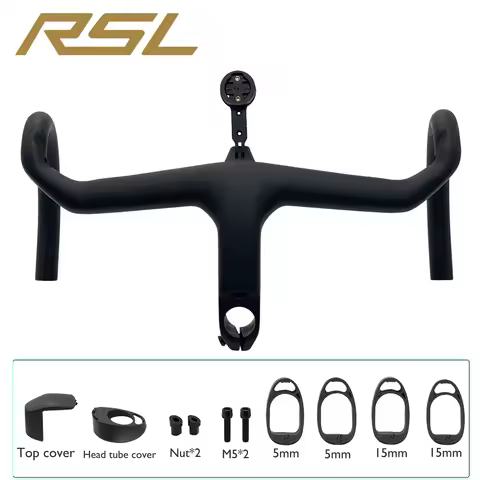 Aero RSL Integrated Carbon Fiber Road Bike Handlebar -7° Stem Angle, 31.8mm Clamp, Ergonomic Design 