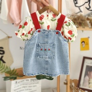 NANA~Suit Girls Suit Summer Short Sleeve 2025 Fashionable Summer Baby Carrier Skirt Two-Piece Suit F