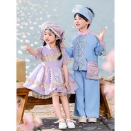 New March Three Ethnic Costume Guangxizhuang Ethnic Dance Costume Children Minority Ethnic Costume P