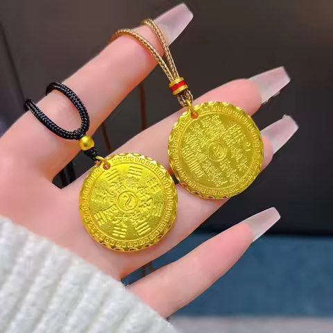 AU999 Mountain Ghost Coin Bagua Pendant Women's 24K Gold - Anti-deform gold, durable, Chinese-style 