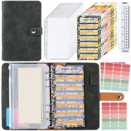 PU A6 Soft Budget Binder Planner 6 Hole Binder Pockets Colorful Notebook Binder Creative with 12pcs