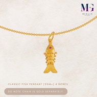 Merlin Goldsmith 22K 916 Gold Classic Fish Pendant (4 Bones, 2GM+/-)