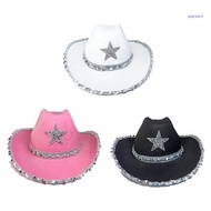 【SUIT*】 Cowboy Hat Star Sequin Performance Hat Cowboy Cosplay Cowgirl Party Props