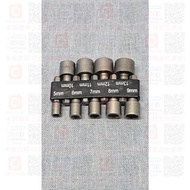 🈹️清倉執笠庫存處理價🛍️🟢小五金配件 - 9件套 主柄徑6.35MM 無磁性六角形電動套筒公制組合裝 (配件：適合電鑽 / 起子機 / 風批 / 小型電動螺絲批 搭載使用)