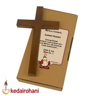 KAYU Teak Wood Wall Hanging Cross Without Corpus Corpus Body Jesus Statue Inri 20 cm