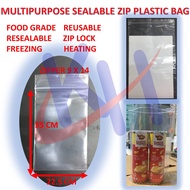 Multipurpose Kitchen Storage Plastic Zipper Bag / Transparent Packaging Plastic Bag with Sealable Zipper 9 inch x 14inch