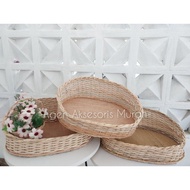 Plain rattan basket with backrest, size L rattan basket basket rattan basket
