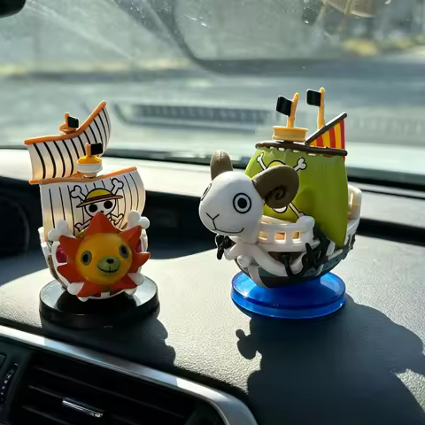 One Piece Thousand Sunny Going Merry Pirate Ship PVC Mini Boat Car Ornament Anime Desk Decor Collect