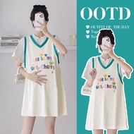 40-90kg孕妇连衣裙夏装潮妈洋气小个子孕妇装高级感夏天短袖裙子夏季薄款Pregnant women suit pulssize oversize fat set