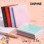 DAPHNE 2024 Agenda Book, A7 Dazzling Colorful Diary Weekly Planner, Portable with Calendar Pocket Notebooks School Office
