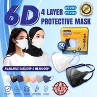【Ready Stock】50PCs Adult Duckbill Disposable Face Mask 3D mask 4D 5D 6D Mask non Medical medical mask Face mask viral he