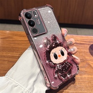 Vivo Y21d 2025น่ารัก Labubu เคสตัวยึดกระจกแต่งหน้าสำหรับ Vivo Y21d Y21 D VivoY21d Y31 Y21dVivo Y31 V