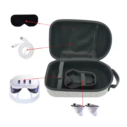 for Meta Quest 3 VR AR Headset Storage Box Handle Carry Bag for Meta Q3 S Waterproof Organizer Pouch