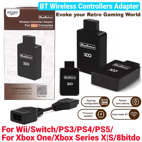 Bluetooth-compaitble Wireless Game Controllers Adapters for 3DO FZ-1 FZ-10 Consoles for PS3/PS4/PS5 