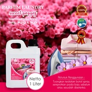 Pewangi Pakaian Laundry Aroma Sweet Poppy 1L - Parfum Loundry Aroma Bunga Mawar - Parfum Laundry Tahan Lama Aroma Bunga - Parfum Laundry Harum Mawar