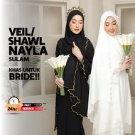 [NAYLA VEIL] PREMIUM Selendang Nikah, Selendang Sulam, Veil Off White, Shawl Sulam Biku, Veil sulam 