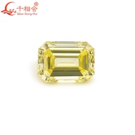 GEMID Certified HPHT Diamond Emerald Cut Fancy Vivid Yellow Color VVS1 2EX Loose Lab Grown Certified