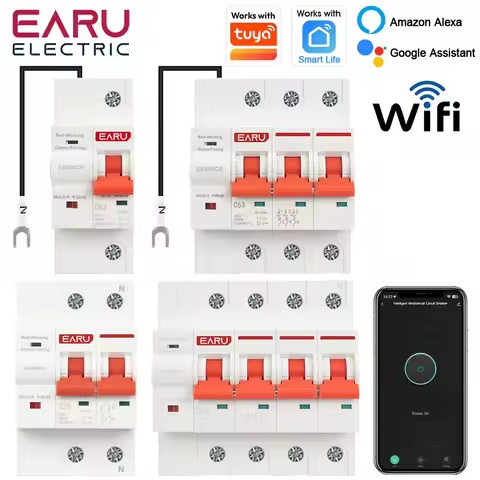 Tuya App WiFi Smart Circuit Breaker MCB 1/2/3/4P 63A 100A Short Circuit Over Load Protector Switch T