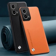 Luxury PU Leather Case For Motorola Moto G45 Back Cover Matte Silicone Shockproof Full Protection Ph