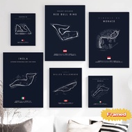 F1 Track Canvas City Map Poster with Frame Living Room Decoration Study Decoration